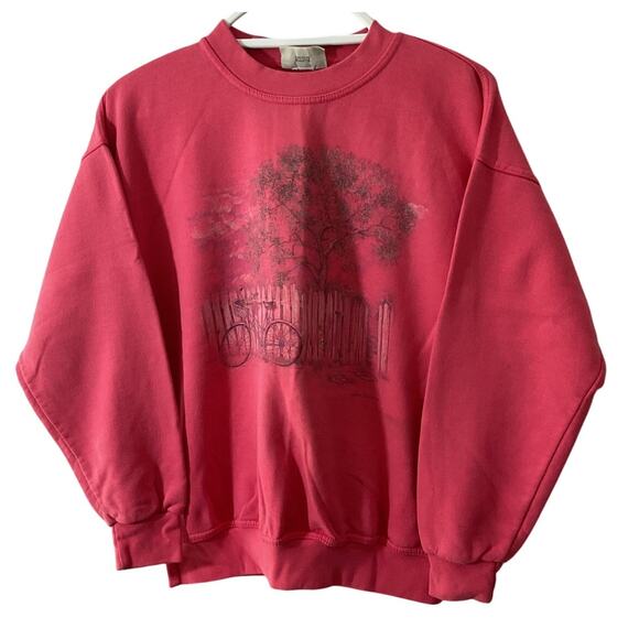 Vintage 90s Northern Reflections Bicycle Fence Print Sweatshirt Womens Medium - Picture 3 of 7